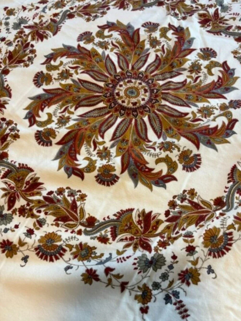 Noble Excellence King Duvet Cover 100% Cotton Paisley Medallion Rust Cream